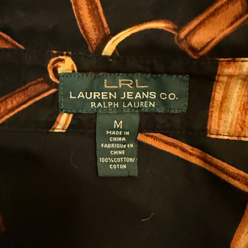 Lauren Ralph Lauren Black and Brown Equestrian Button Down Shirt - Picture 5 of 5